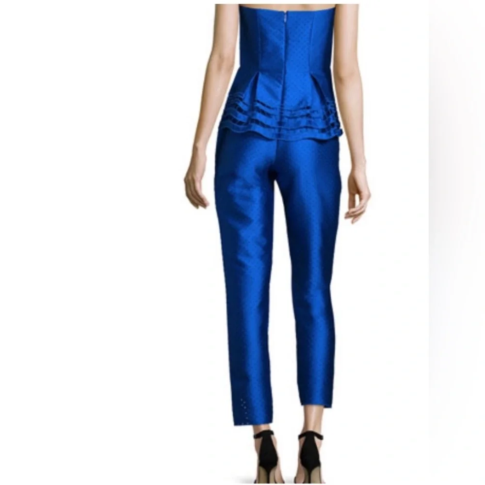 Sachin & Babi Noir Cobalt blue Strapless Peplum Textured Jumpsuit NWT - Picture 2 of 8